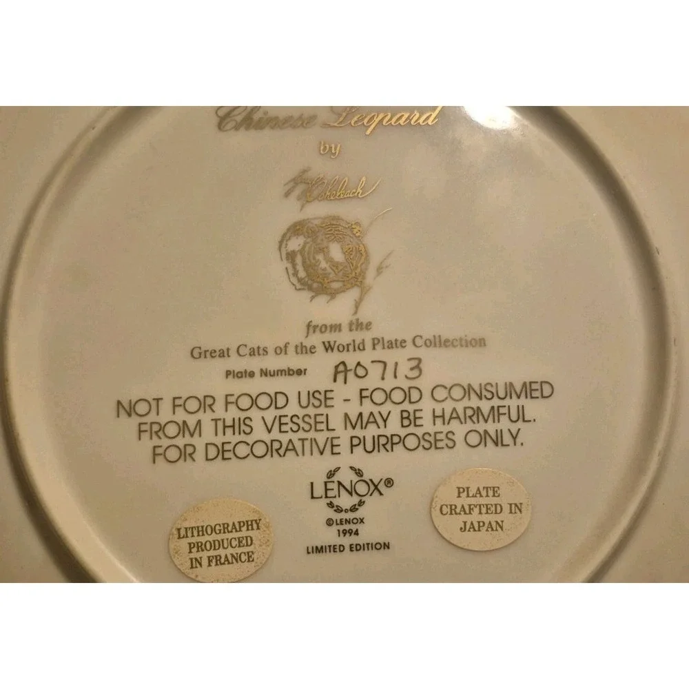 Lenox Great Cats Of The World Plate Collection Limited Edition Chinese Leopard